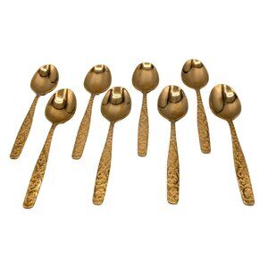 Americana Golden Heritage Flatware Golden Scroll 8 Teaspoons 6" Vintage